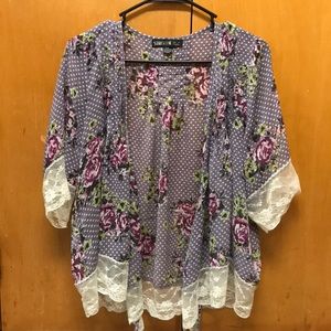 Purple floral kimono